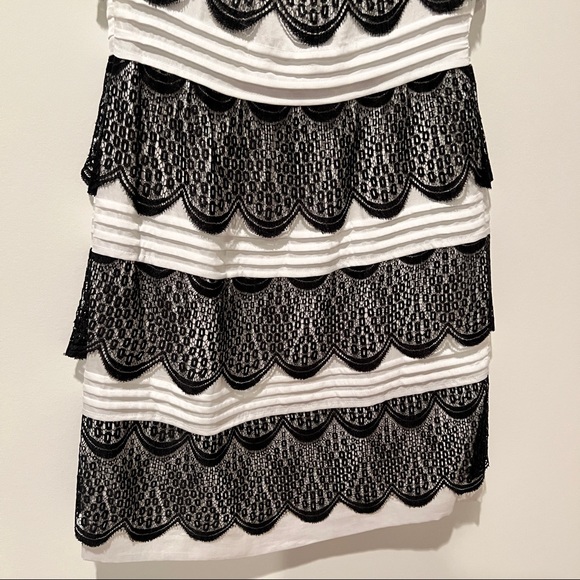 BCBG white with black lace sleeveless cocktail dress - Picture 3 of 7